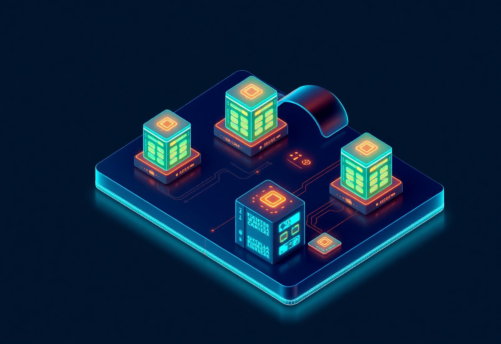 Isometric illustration of cloud computing infrastructure